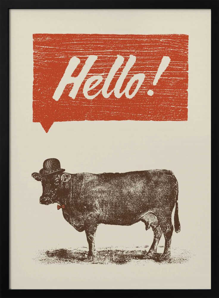 Hello Dapper Cow Art Print UK — Abstract Vibrant Wall Art — Living Room — Wall It All Prints