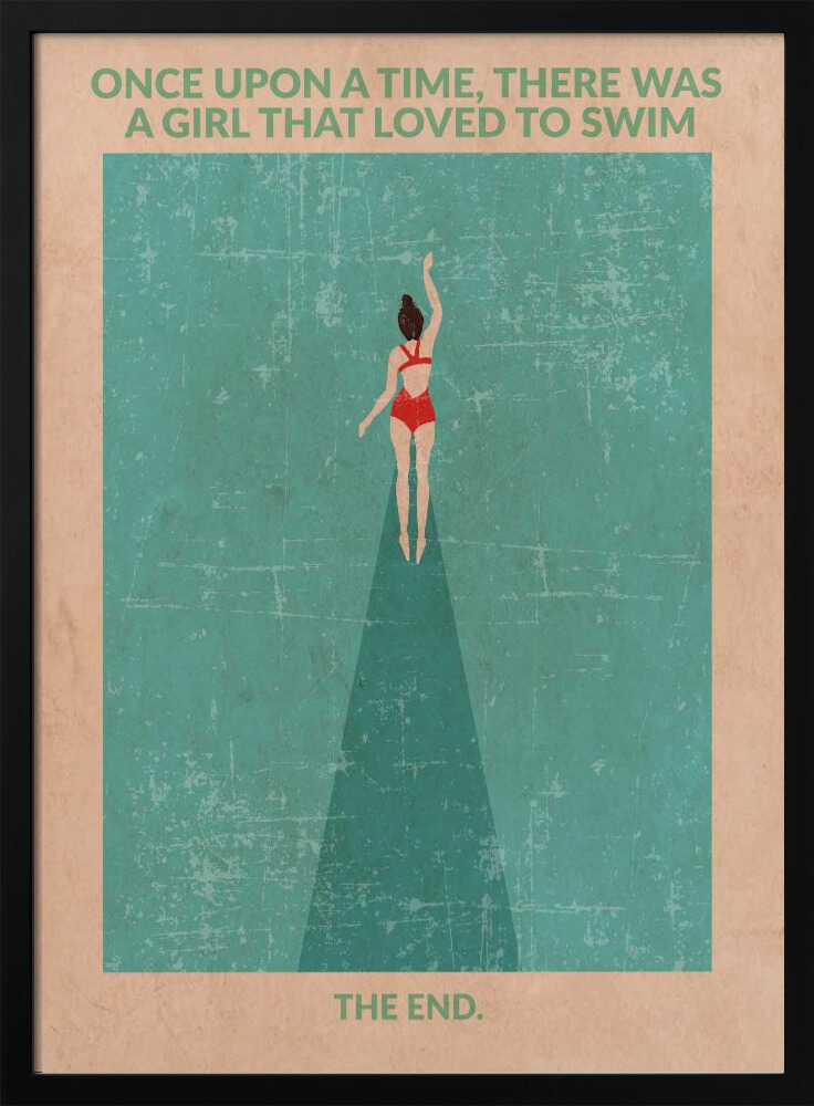 Red Swimsuit Swimmer Art Print UK — Portrait Vibrant Wall Art — Living Room — Wall It All Prints