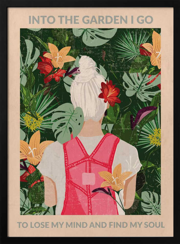 Woman In Tropical Garden Art Print UK — Botanical Vibrant Wall Art — Living Room — Wall It All Prints