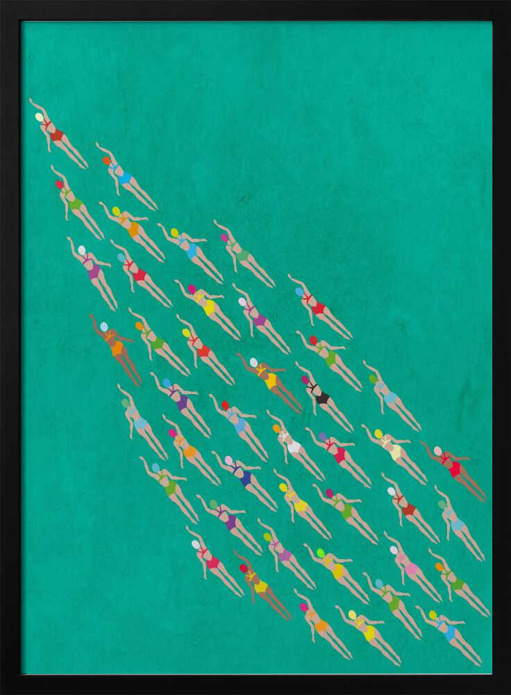 Colorful Swimmers Group Art Print UK — Portrait Vibrant Wall Art — Living Room — Wall It All Prints