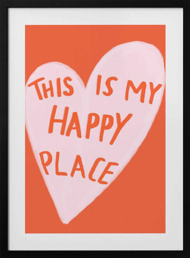 Happy Heart Message Art Print UK — Abstract Minimal Wall Art — Living Room — Wall It All Prints