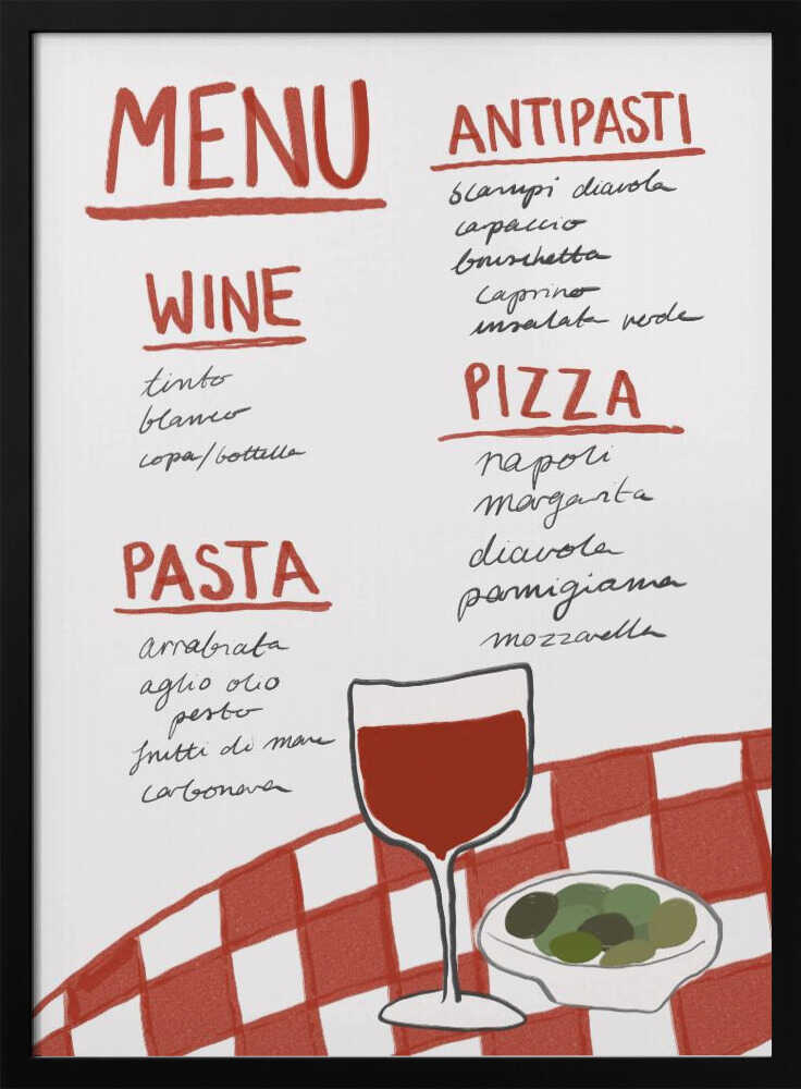 Italian Cuisine Delight Art Print UK — Vintage Vibrant Wall Art — Kitchen — Wall It All Prints