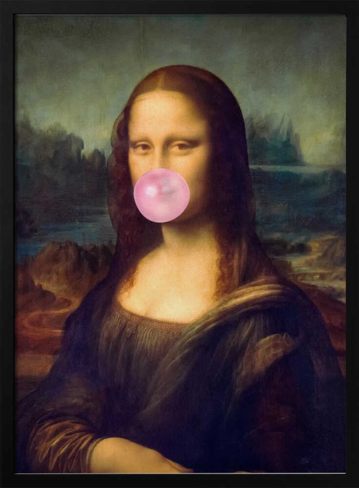 Mona Lisa Bubble Gum Art Print UK — Portrait Minimal Wall Art — Living Room — Wall It All Prints