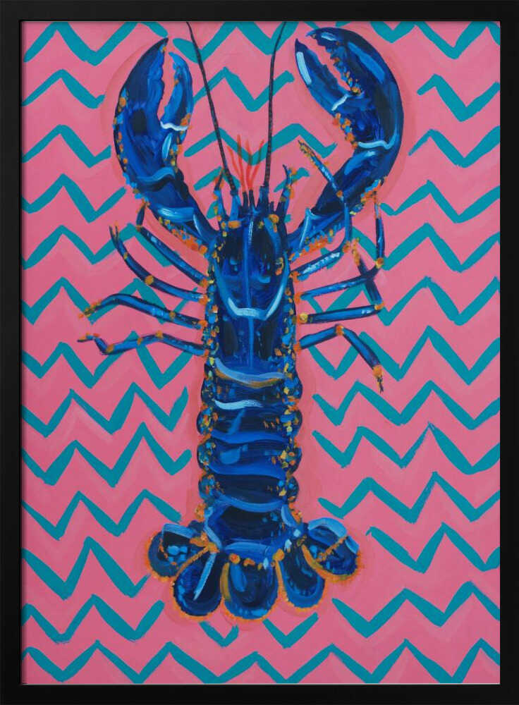 Vibrant Blue Lobster Chevron Art Print UK — Abstract Vibrant Wall Art — Kitchen — Wall It All Prints