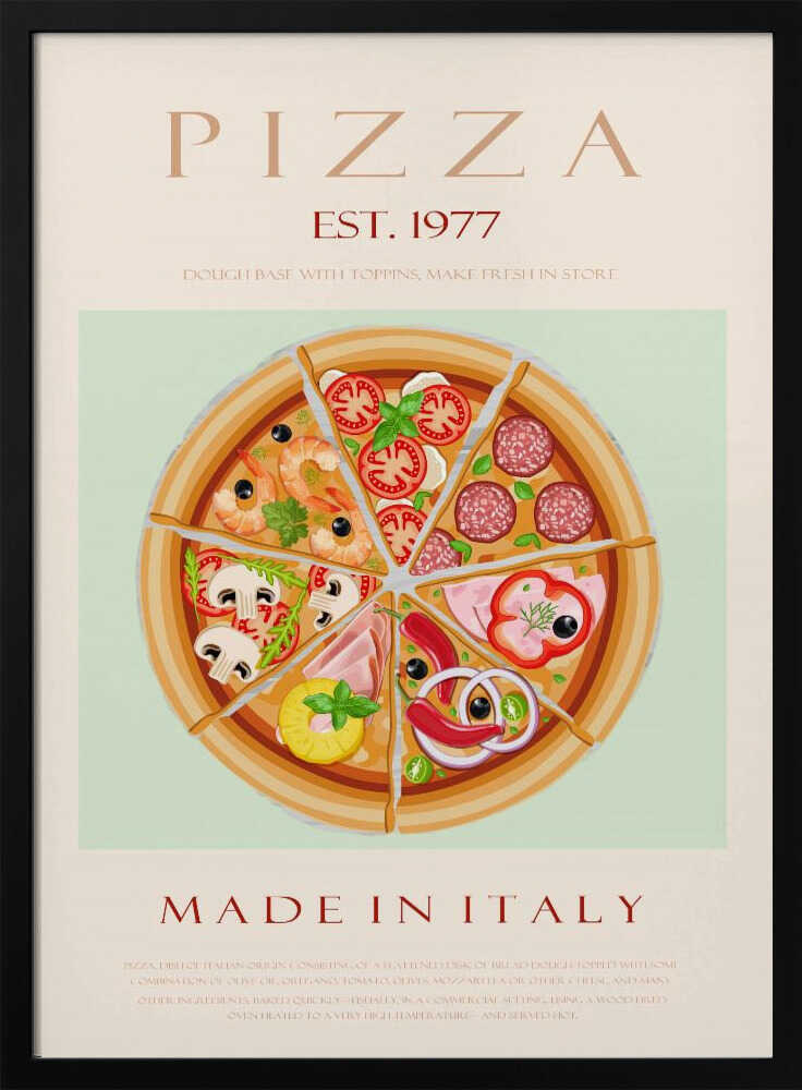 Italian Pizza Variety Art Print UK — Abstract Vibrant Wall Art — Kitchen — Wall It All Prints