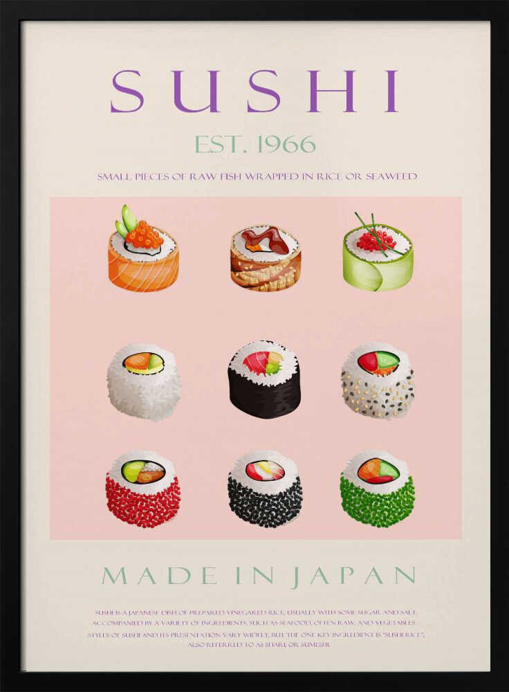 Japanese Sushi Collection Art Print UK — Japanese Vibrant Wall Art — Kitchen — Wall It All Prints