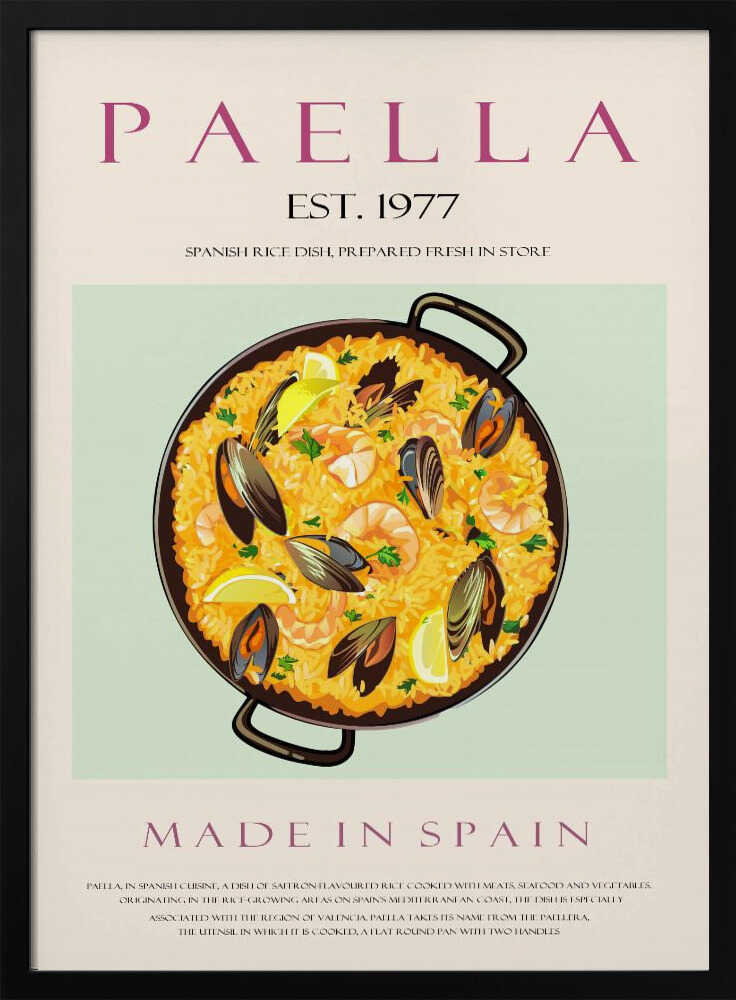 Classic Spanish Paella Art Print UK — Abstract Vibrant Wall Art — Kitchen — Wall It All Prints