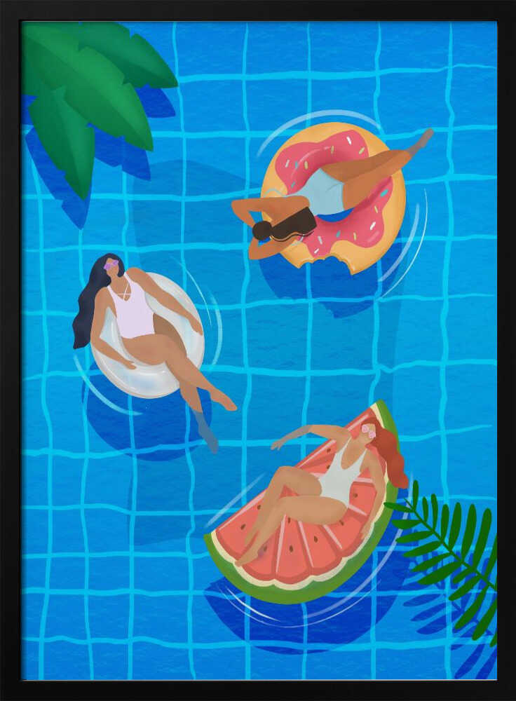 Pool Ladies Art Print UK — Abstract Vibrant Wall Art — Living Room — Wall It All Prints