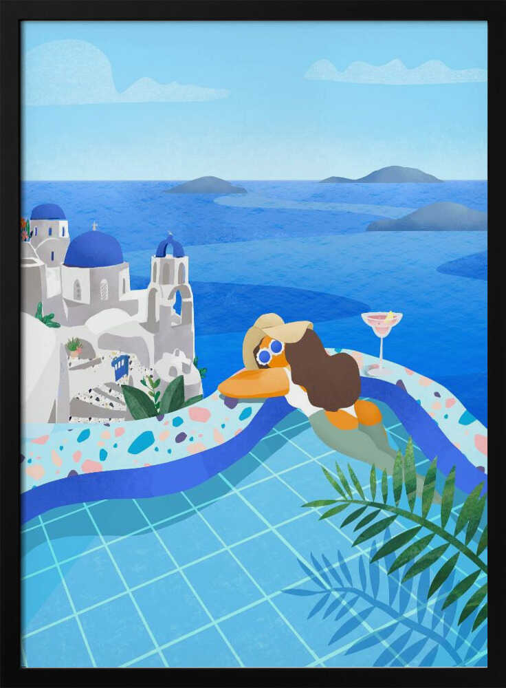 Summer in Greece Art Print UK — Portrait Vibrant Wall Art — Kitchen — Wall It All Prints
