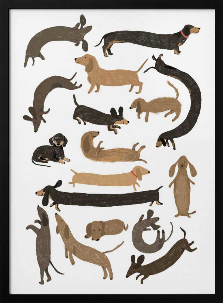 Cute Dachshund Dogs Art Print UK — Abstract Vibrant Wall Art — Nursery — Wall It All Prints