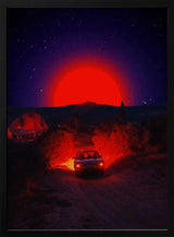 Red Sun Night Drive Art Print UK — Dark Moody Dark Wall Art — Bathroom — Wall It All Prints
