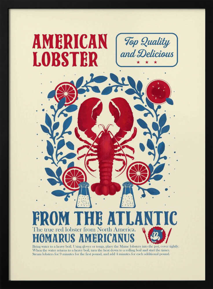 Delicious American Lobster Recipe Art Print UK — Abstract Vibrant Wall Art — Kitchen — Wall It All Prints