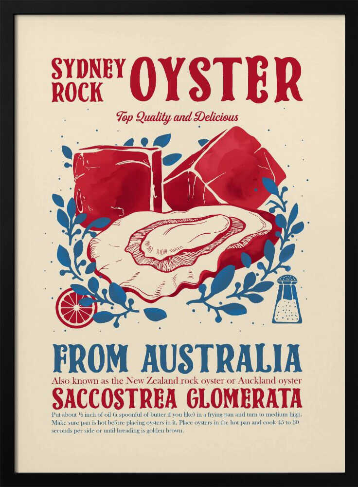 Gourmet Sydney Oyster Art Print UK — Vintage Vibrant Wall Art — Kitchen — Wall It All Prints