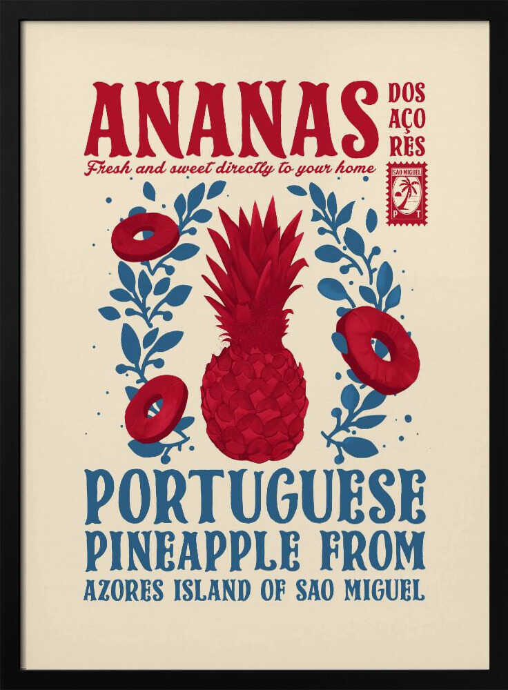 Portuguese Azores Pineapple Art Print UK — Vintage Vibrant Wall Art — Kitchen — Wall It All Prints