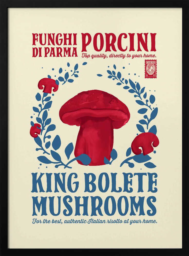 Italian King Bolete Art Print UK — Vintage Vibrant Wall Art — Kitchen — Wall It All Prints