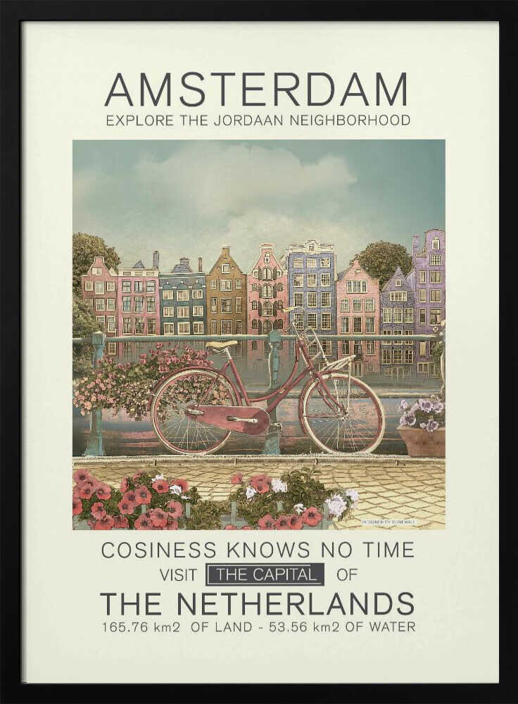 Amsterdam Canal Bicycle Art Print UK — Botanical Fresh Wall Art — Living Room — Wall It All Prints