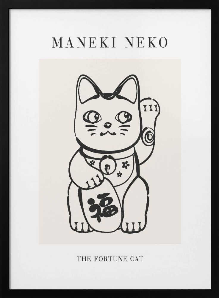 Maneki Neko Fortune Cat Art Print UK — Abstract Vibrant Wall Art — Living Room — Wall It All Prints
