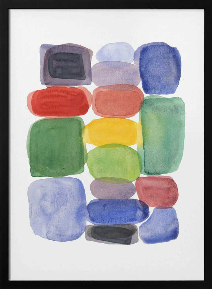 Colorful Stacked Shapes Art Print UK — Abstract Vibrant Wall Art — Living Room — Wall It All Prints