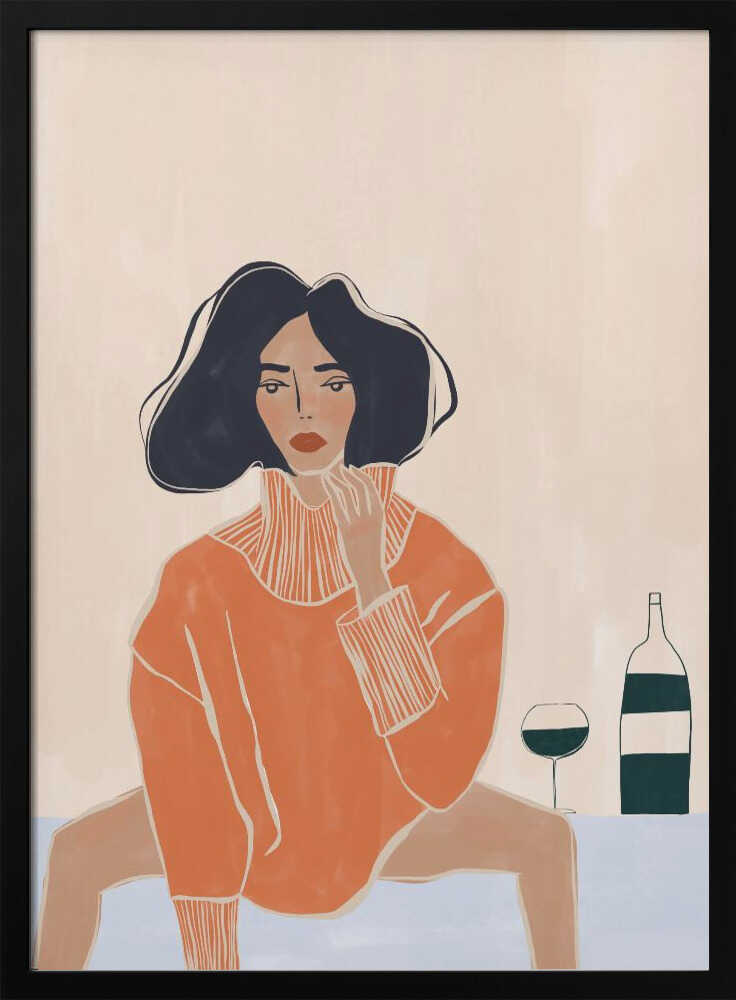 Orange Sweater Chic Art Print UK — Abstract Dark Wall Art — Kitchen — Wall It All Prints