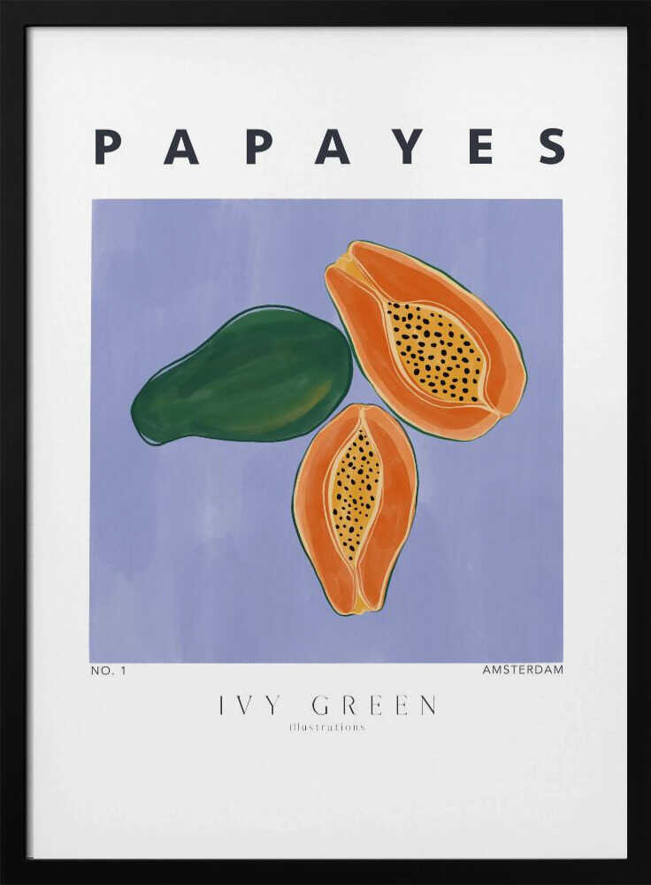 Tropical Papayas Art Print UK — Food Fresh Wall Art — Kitchen — Wall It All Prints