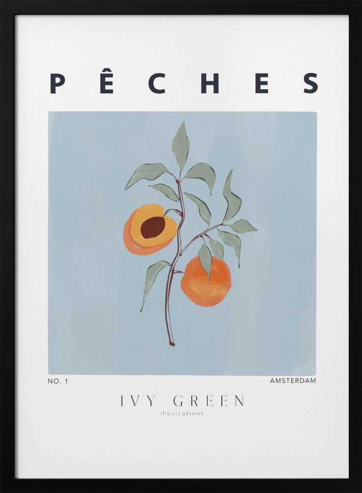 Fresh Peaches Botanical Art Print UK — Abstract Fresh Wall Art — Kitchen — Wall It All Prints