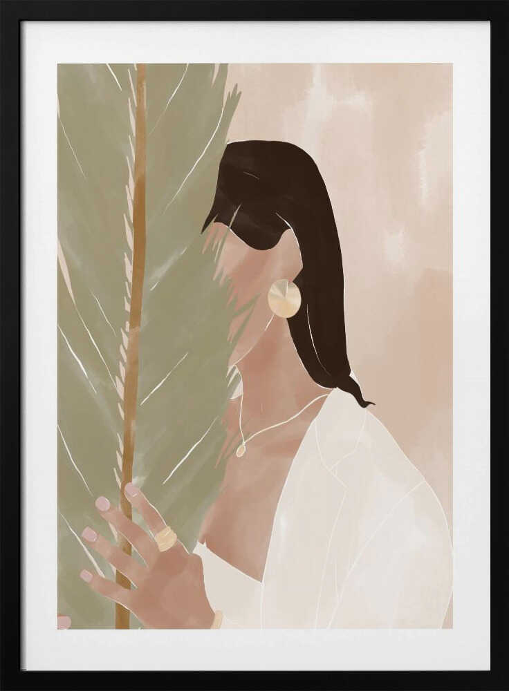Elegant Woman Tropical Leaves Art Print UK — Botanical Fresh Wall Art — Living Room — Wall It All Prints