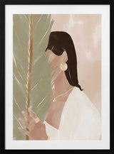 Elegant Woman Tropical Leaves