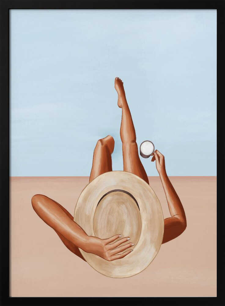 Sun Hat Relaxation Art Print UK — Portrait Warm Wall Art — Living Room — Wall It All Prints