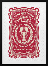 Vintage Maine Lobster Label Art Print UK — Food Minimal Wall Art — Kitchen — Wall It All Prints