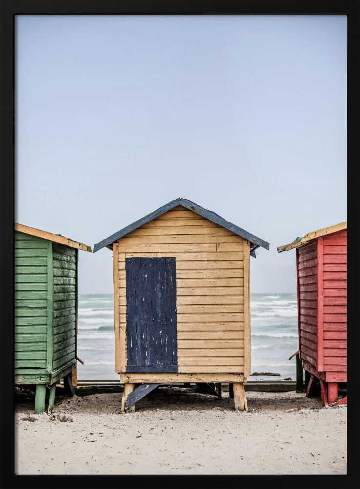 Colorful Beach Huts Art Print UK — Landscape Calm Wall Art — Living Room — Wall It All Prints