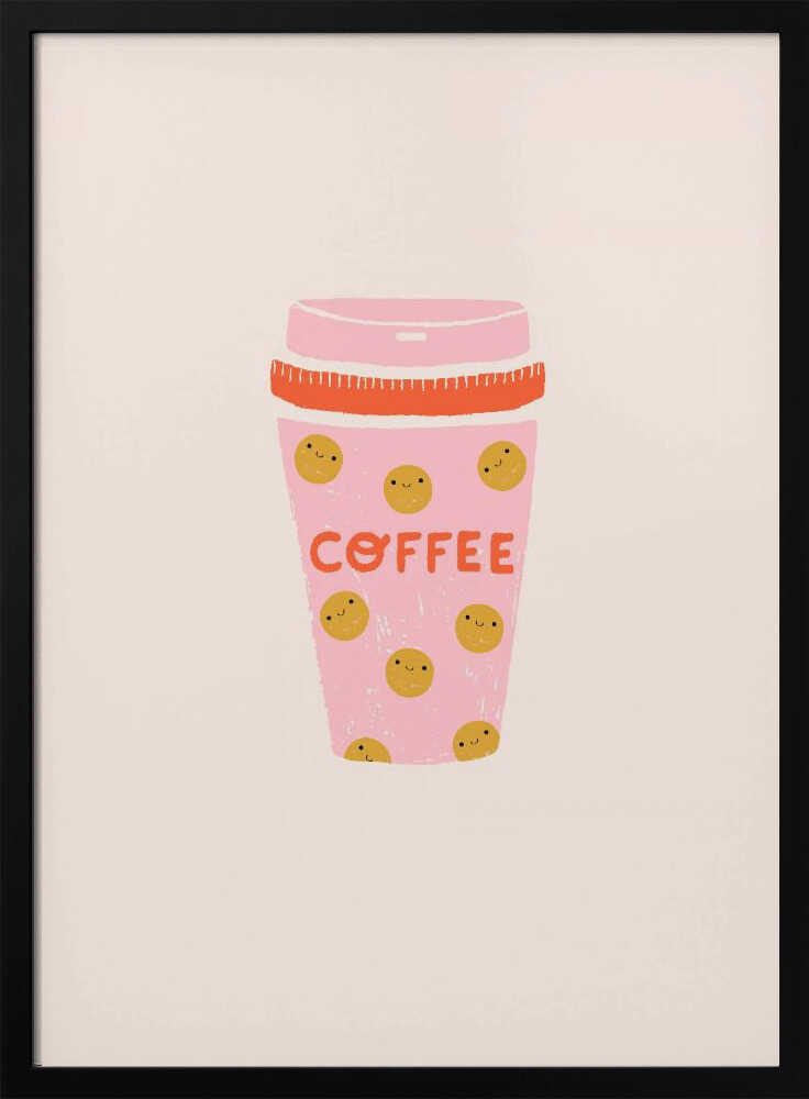 Happy Pink Coffee Cup Art Print UK — Food Vibrant Wall Art — Kitchen — Wall It All Prints