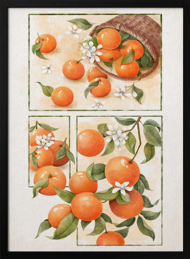 Watercolor Oranges And Blossoms Art Print UK — Botanical Fresh Wall Art — Kitchen — Wall It All Prints
