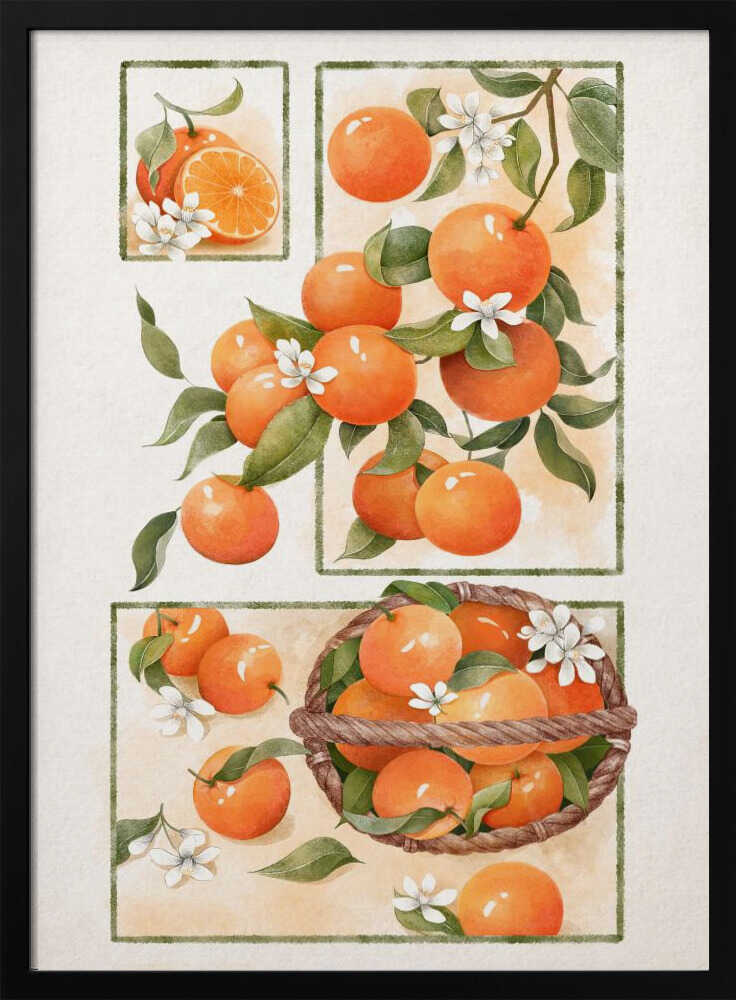 Fresh Orange Harvest Art Print UK — Botanical Fresh Wall Art — Kitchen — Wall It All Prints