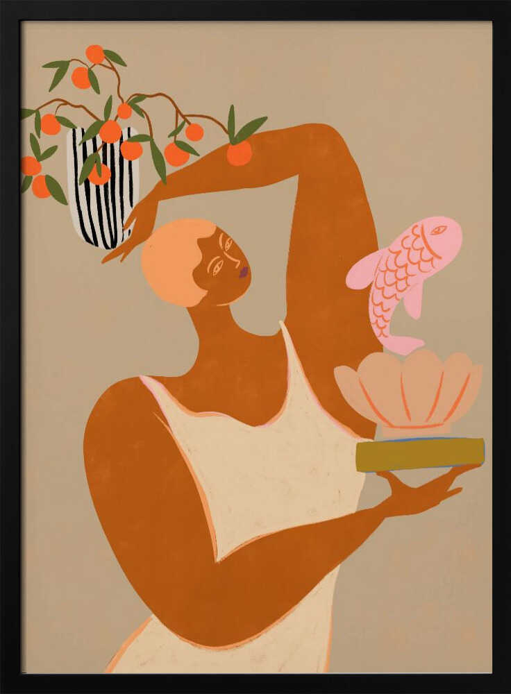 Fish And Oranges Art Print UK — Animal Vibrant Wall Art — Kitchen — Wall It All Prints