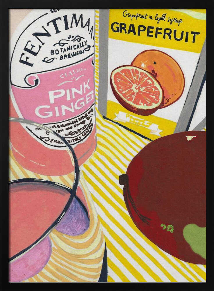 Pink Ginger and Grapefruit Art Print UK — Abstract Vibrant Wall Art — Kitchen — Wall It All Prints