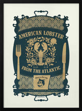 Ornate American Lobster Sign Art Print UK — Vintage Vibrant Wall Art — Kitchen — Wall It All Prints