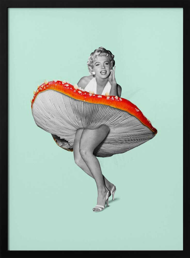 Marilyn Mushroom Skirt Art Print UK — Portrait Vibrant Wall Art — Office — Wall It All Prints