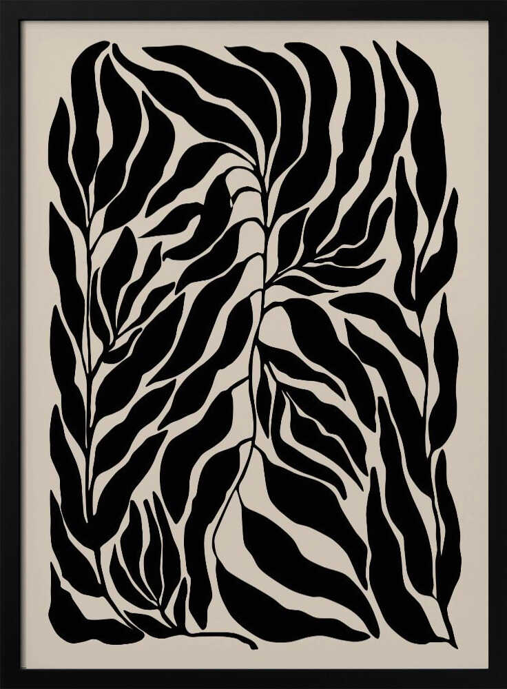 Organic Black Leaves Art Print UK — Botanical Dark Wall Art — Office — Wall It All Prints