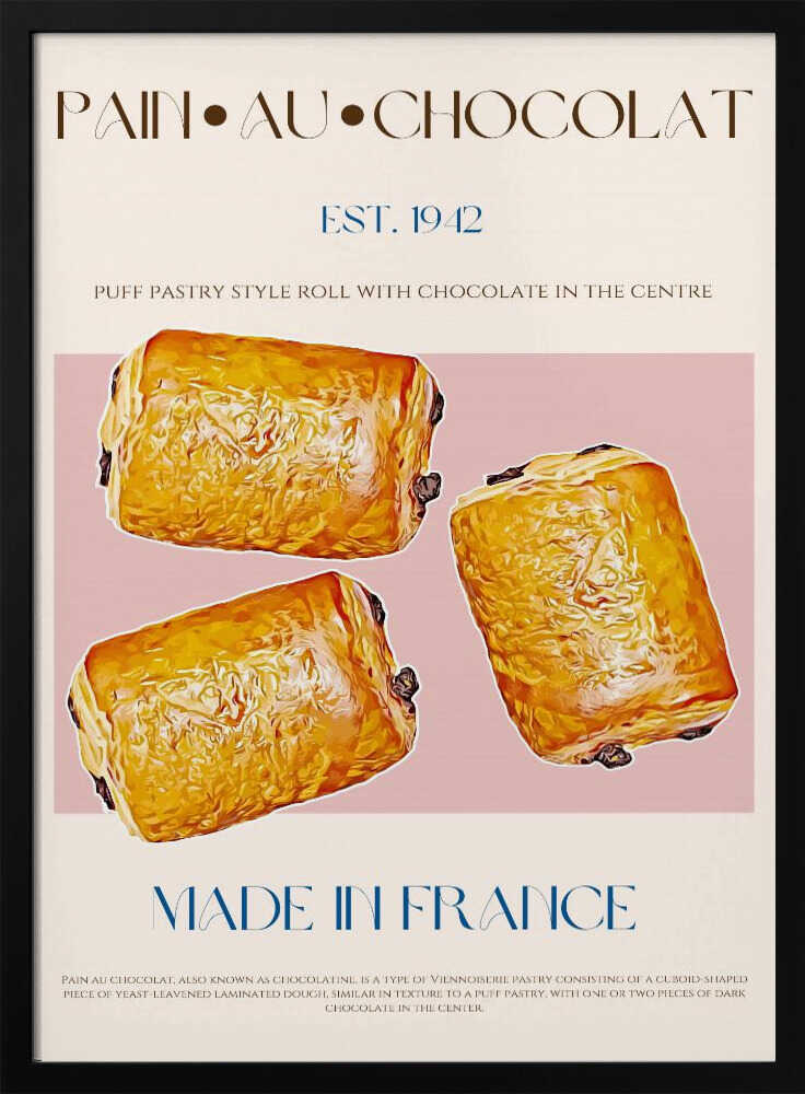 French Chocolate Pastries Art Print UK — Vintage Vibrant Wall Art — Kitchen — Wall It All Prints