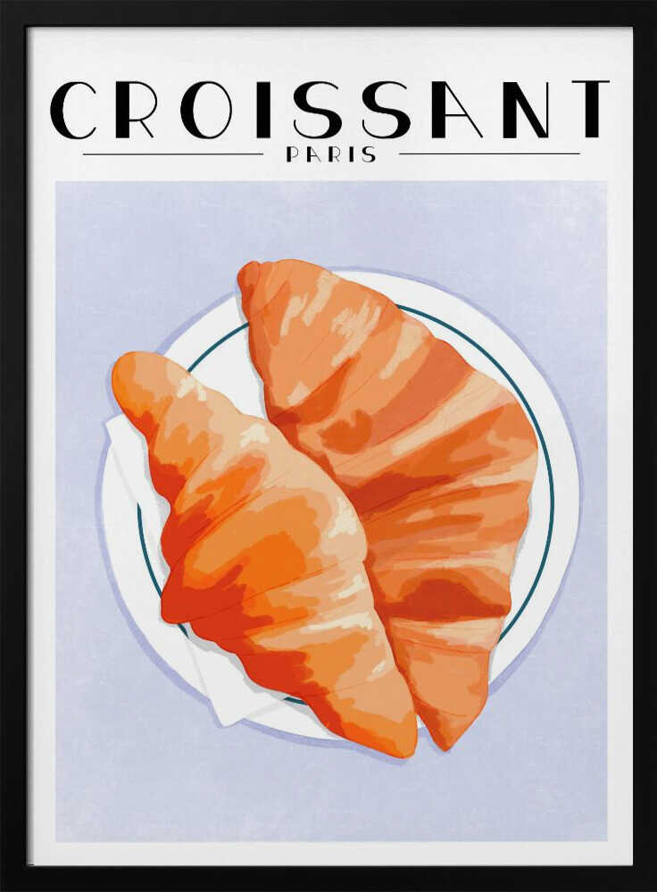 Golden Parisian Croissants Art Print UK — Food Vibrant Wall Art — Kitchen — Wall It All Prints