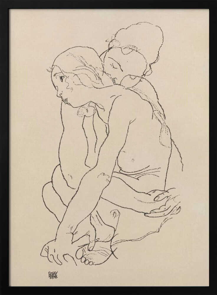 Woman and Girl Embracing 1918
