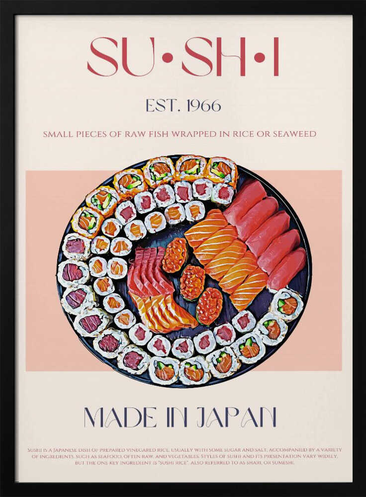 Japanese Sushi Feast Art Print UK — Japanese Minimal Wall Art — Kitchen — Wall It All Prints