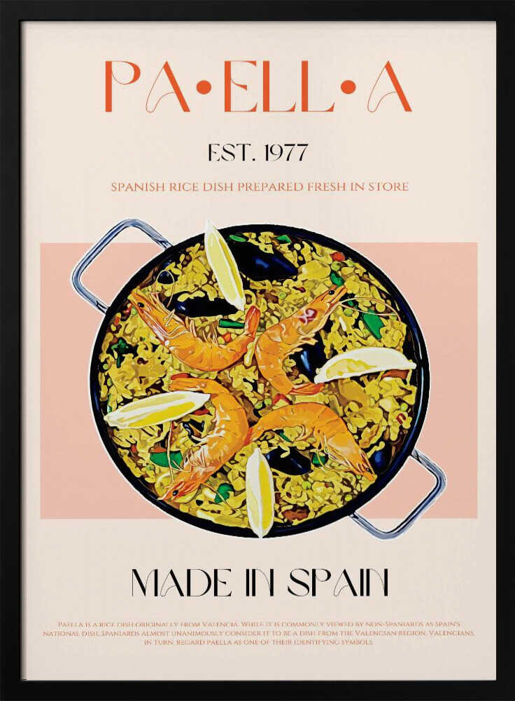 Delicious Spanish Paella Art Print UK — Vintage Vibrant Wall Art — Kitchen — Wall It All Prints