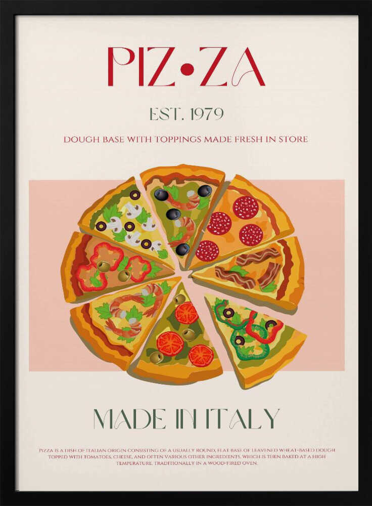 Fresh Italian Pizza Art Print UK — Abstract Vibrant Wall Art — Kitchen — Wall It All Prints