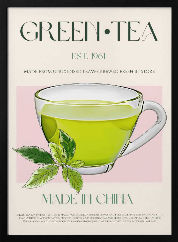 Fresh Green Tea Art Print UK — Botanical Fresh Wall Art — Kitchen — Wall It All Prints