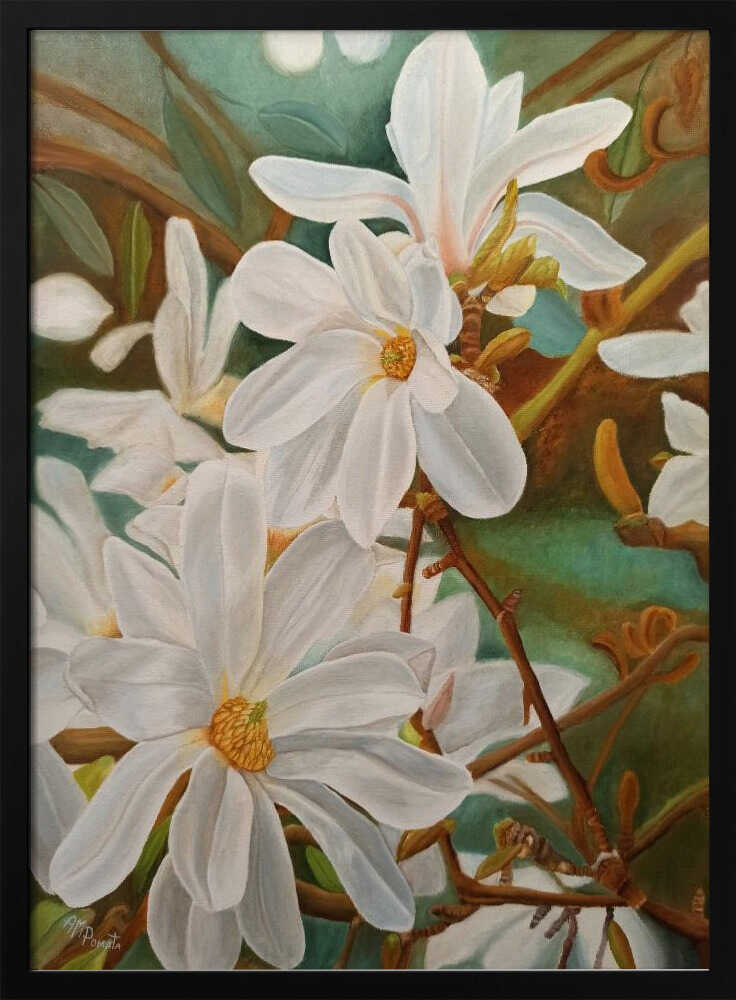 Blooming White Magnolia Art Print UK — Botanical Vibrant Wall Art — Living Room — Wall It All Prints