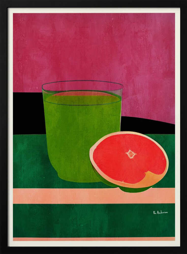 Vibrant Grapefruit Juice Art Print UK — Food Vibrant Wall Art — Kitchen — Wall It All Prints