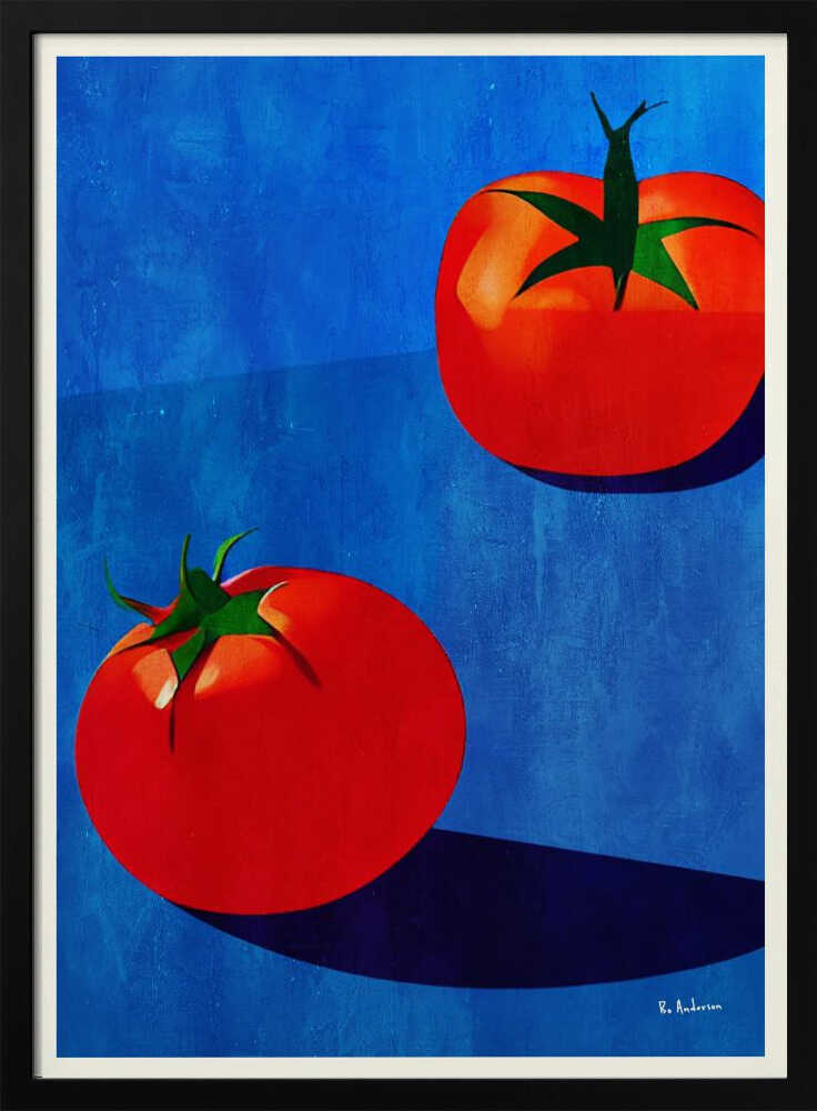 Red Tomatoes on Blue Art Print UK — Food Vibrant Wall Art — Kitchen — Wall It All Prints