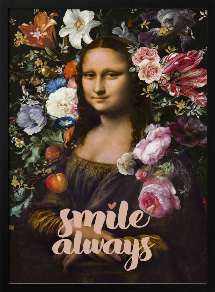 Mona Lisa Floral Smile Art Print UK — Botanical Calm Wall Art — Bedroom — Wall It All Prints