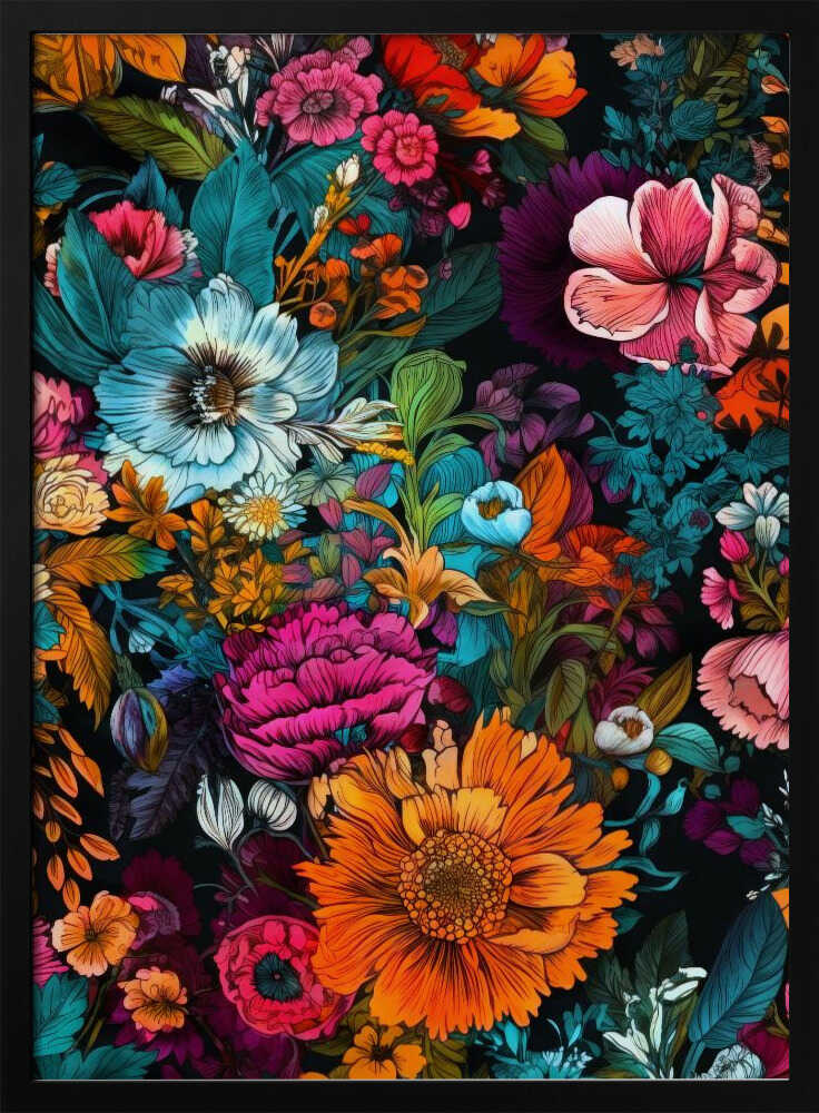 Vibrant Floral Garden Art Print UK — Botanical Fresh Wall Art — Living Room — Wall It All Prints